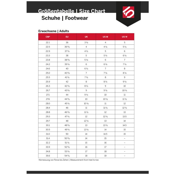 sizing_fiveten_schuhe_erwachsene